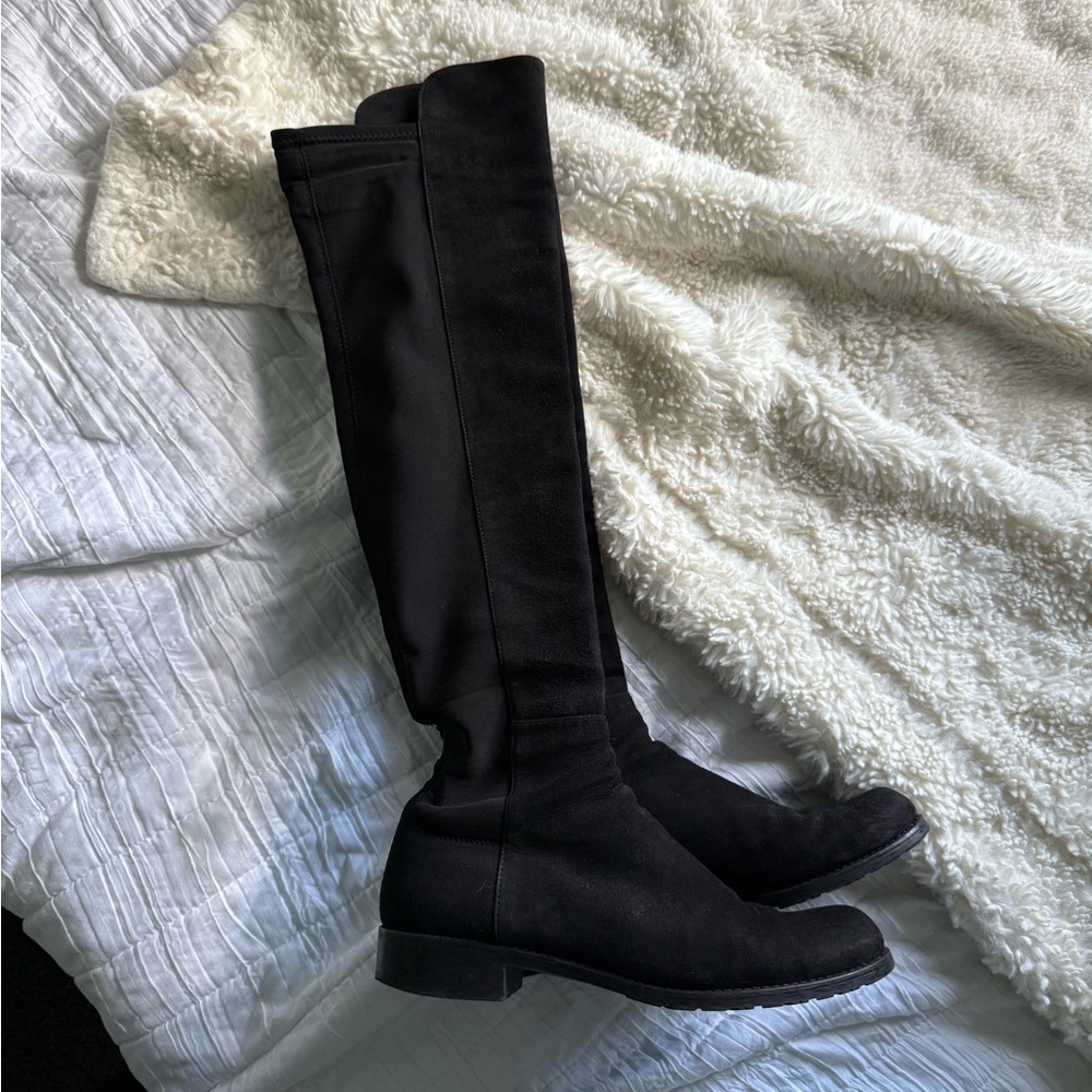 Stuart Weitzman 5050 Over the Knee Boots in Black Suede